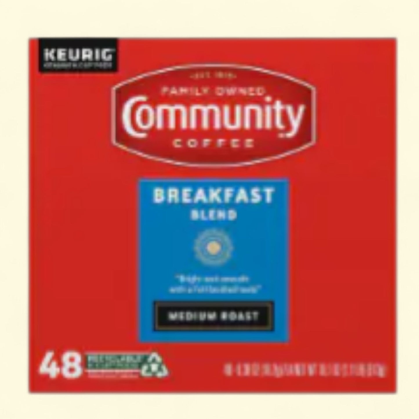 Community Coffee, Breakfast Blend Medium Roast K-Cup Coffee Pods, 48 count