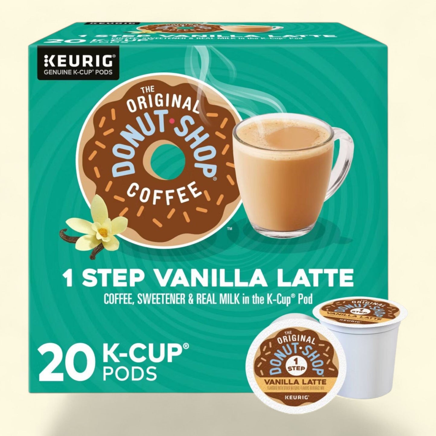 The Original Donut Shop One Step Latte Vanilla Dark Roast, 20ct