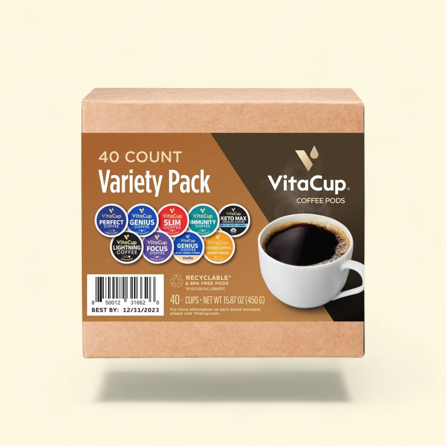 VitaCup Coffee Pods, Medium Roast, 40ct — authentic US product shipped worldwide by Treatspree