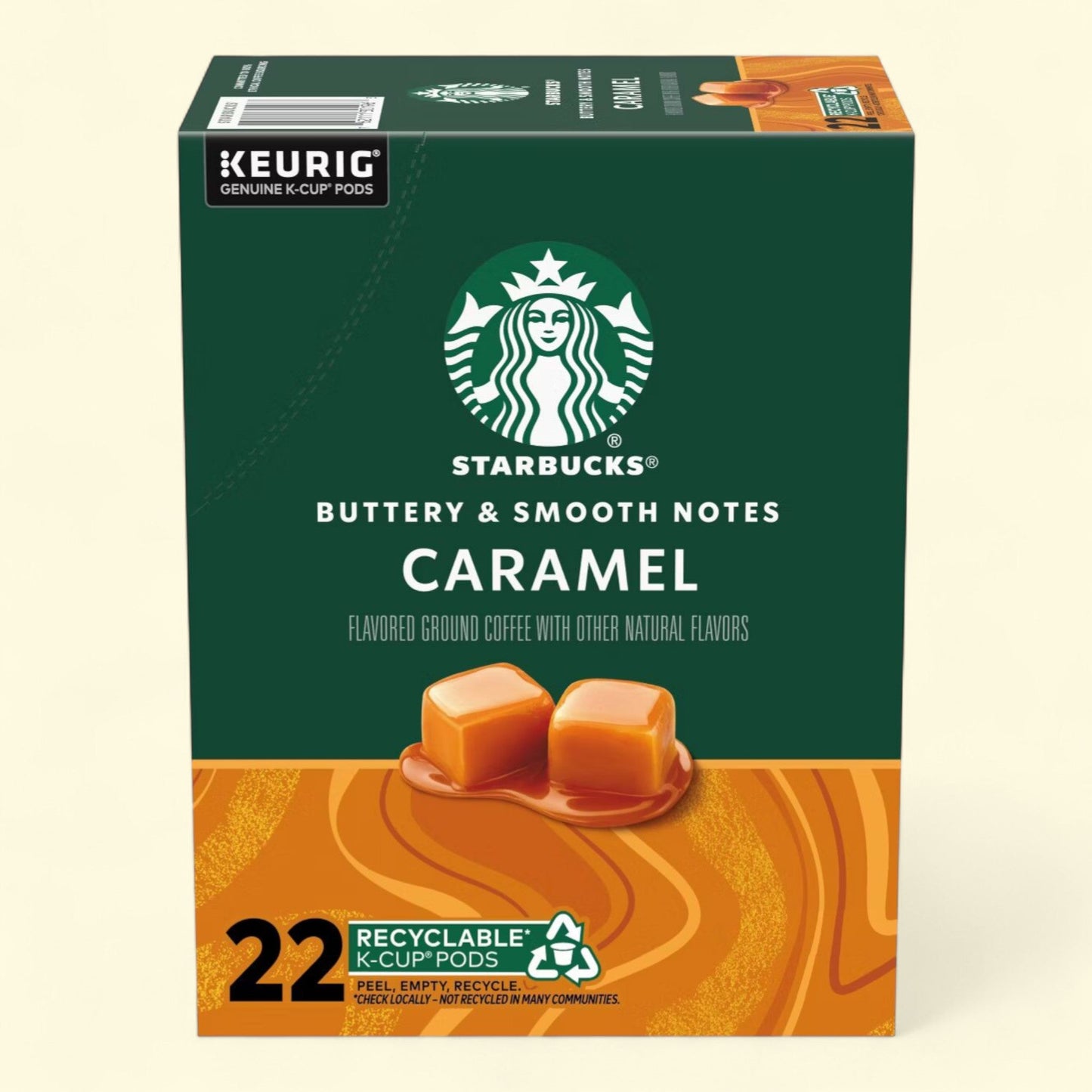 Starbucks Caramel Flavored Light Roast Keurig K-Cup Coffee Pods, 22ct