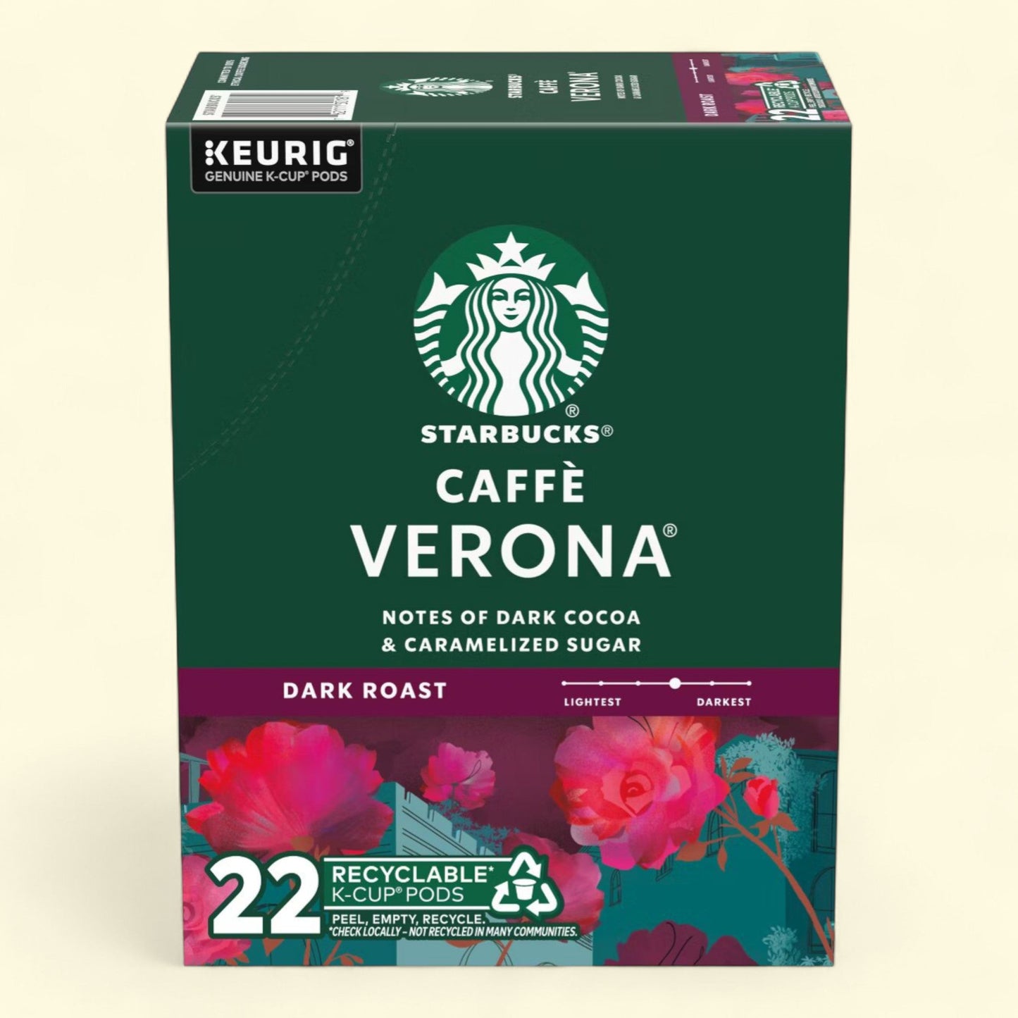 Starbucks Verona Blend Dark Roast Keurig K-Cup Coffee Pods, 22ct