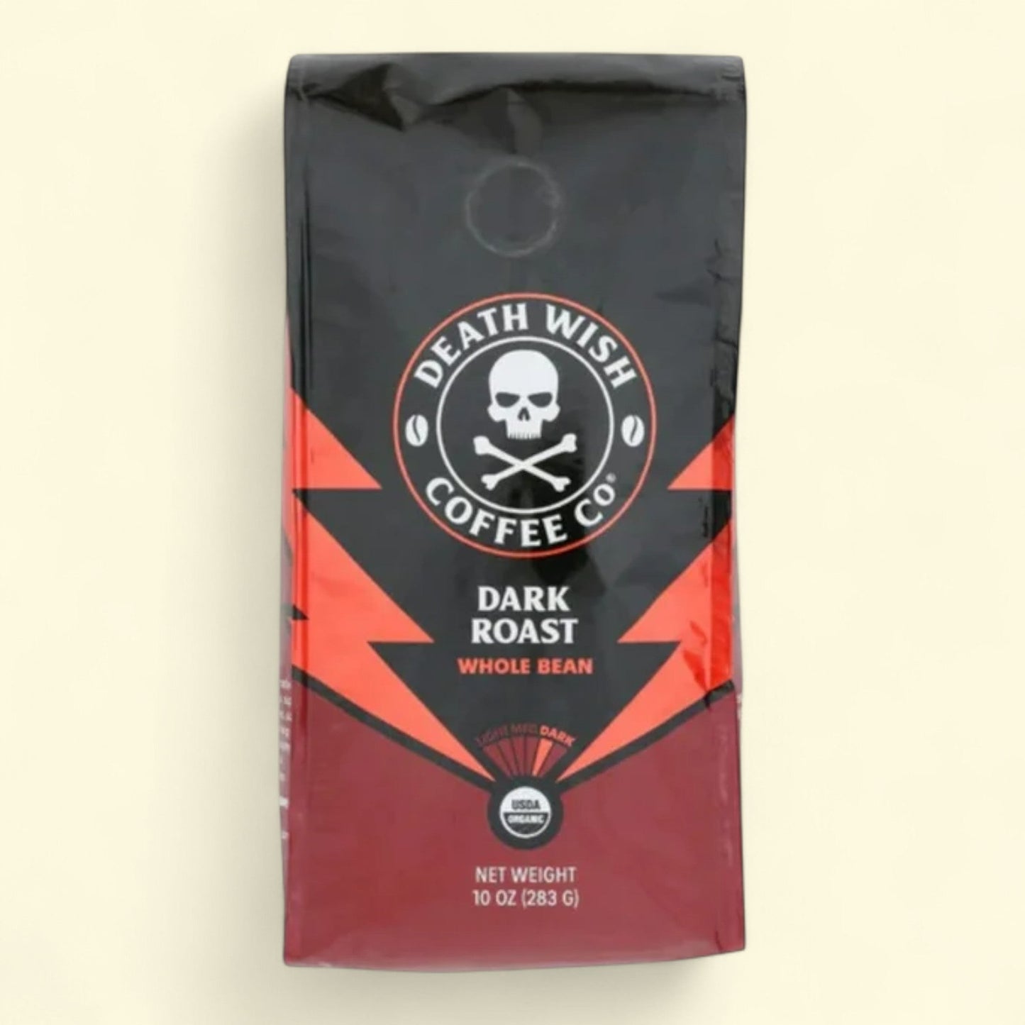 Death Wish Coffee, Dark Roast, Whole Bean, Fair Trade, Organic, 10oz Bag