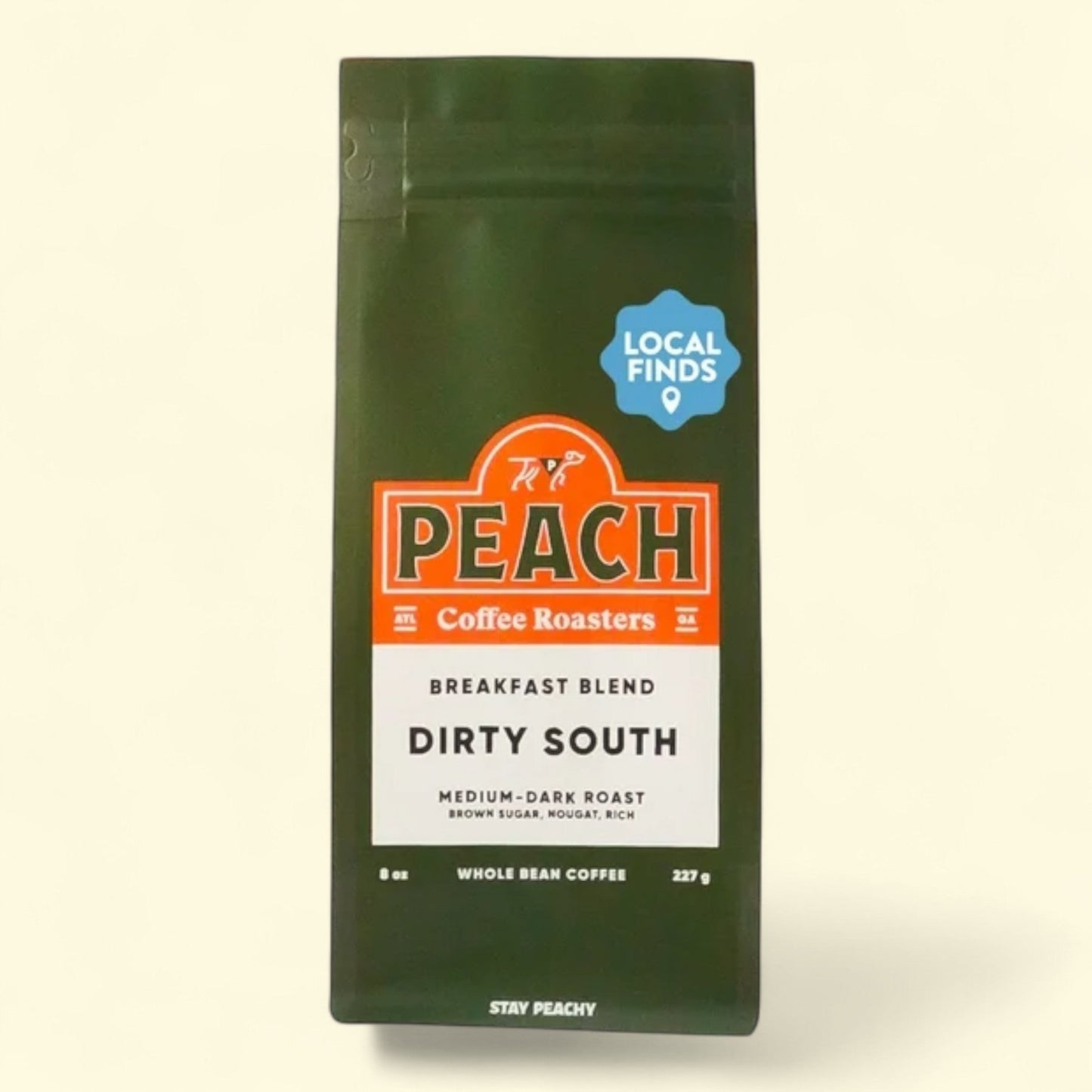 Peach Coffee Roasters, Dirty South Blend Medium-Dark Roast Whole Bean Coffee, 12 oz