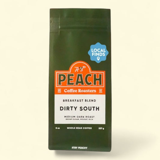 Peach Coffee Roasters, Dirty South Blend Medium-Dark Roast Whole Bean Coffee, 12 oz