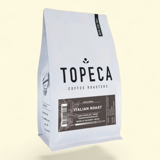Topeca Coffee Italian Roast Whole Bean, Medium Dark Roast, 12 oz