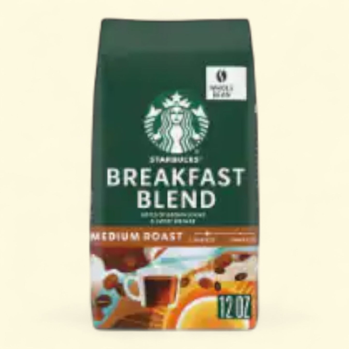 Starbucks Breakfast Blend Whole Bean Coffee, Medium Roast, 12 oz