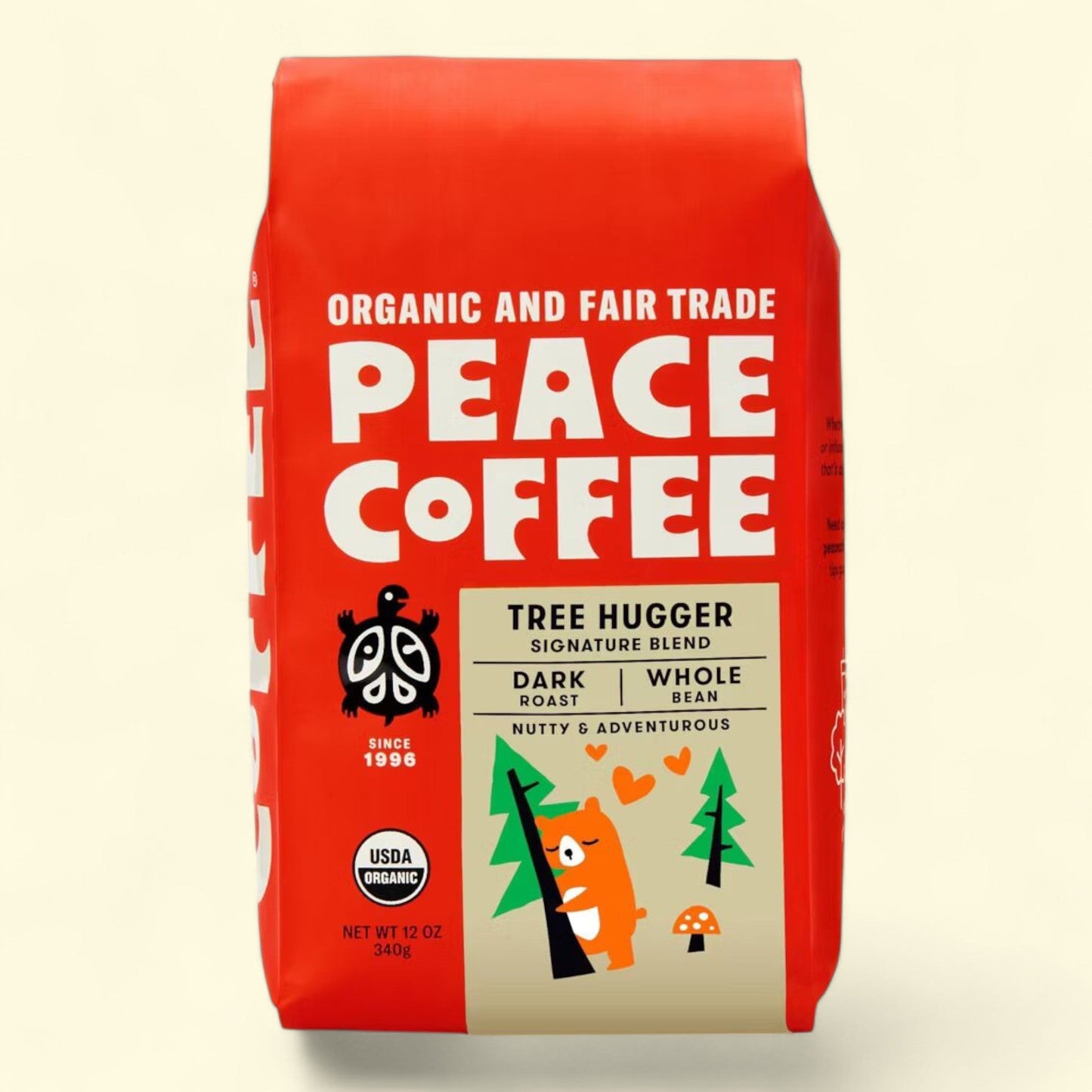 Peace Coffee Tree Hugger Whole Bean Coffee, 12oz