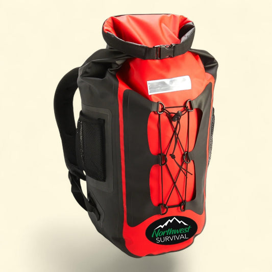 Northwest Survival Waterproof Roll Top Backpack, Red, Unisex, One Size