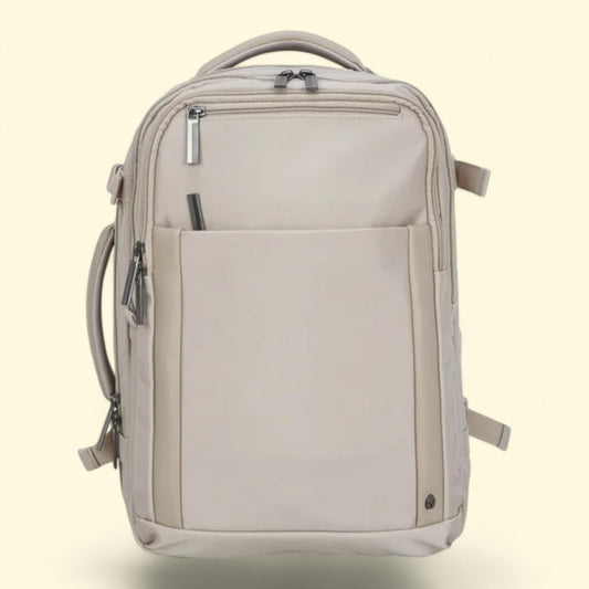 btL Recycled Nylon Travel Backpack, 18-inch with 15-inch Laptop Sleeve, Taupe