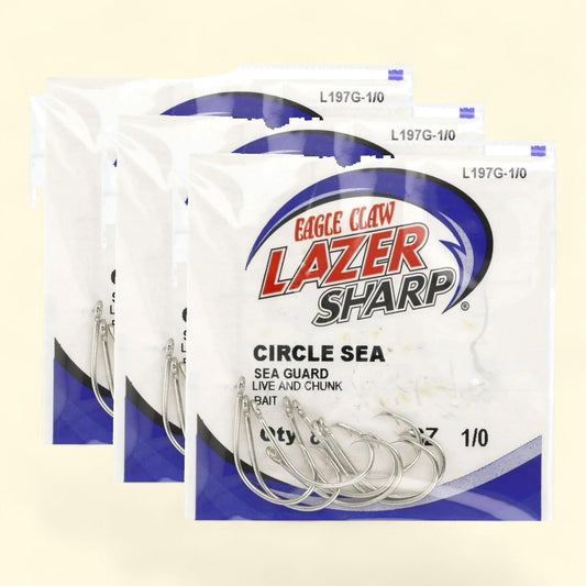Lazer Sharp L197GH-1/0 Crochet Lazer Circle Offset, taille 1/0, lot de 3