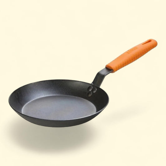 Lodge Seasoned Carbon Steel Skillet with Orange Handle Holder, CRS10HH61