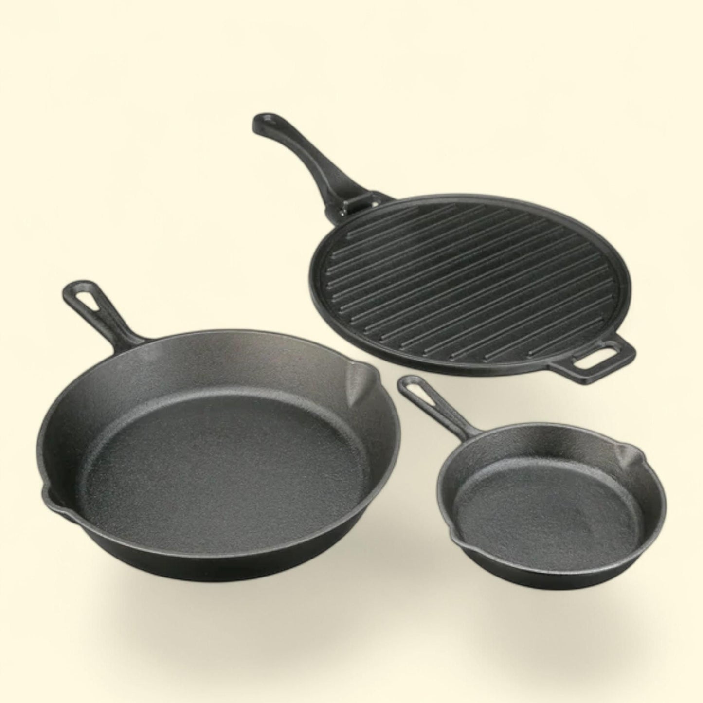 Ozark Trail Cast Iron Skillet Set, 6", 10.5", 11"