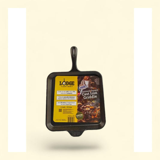 Lodge Cast Iron Savor the Outdoors, Seasoned Square Griddle, 11"