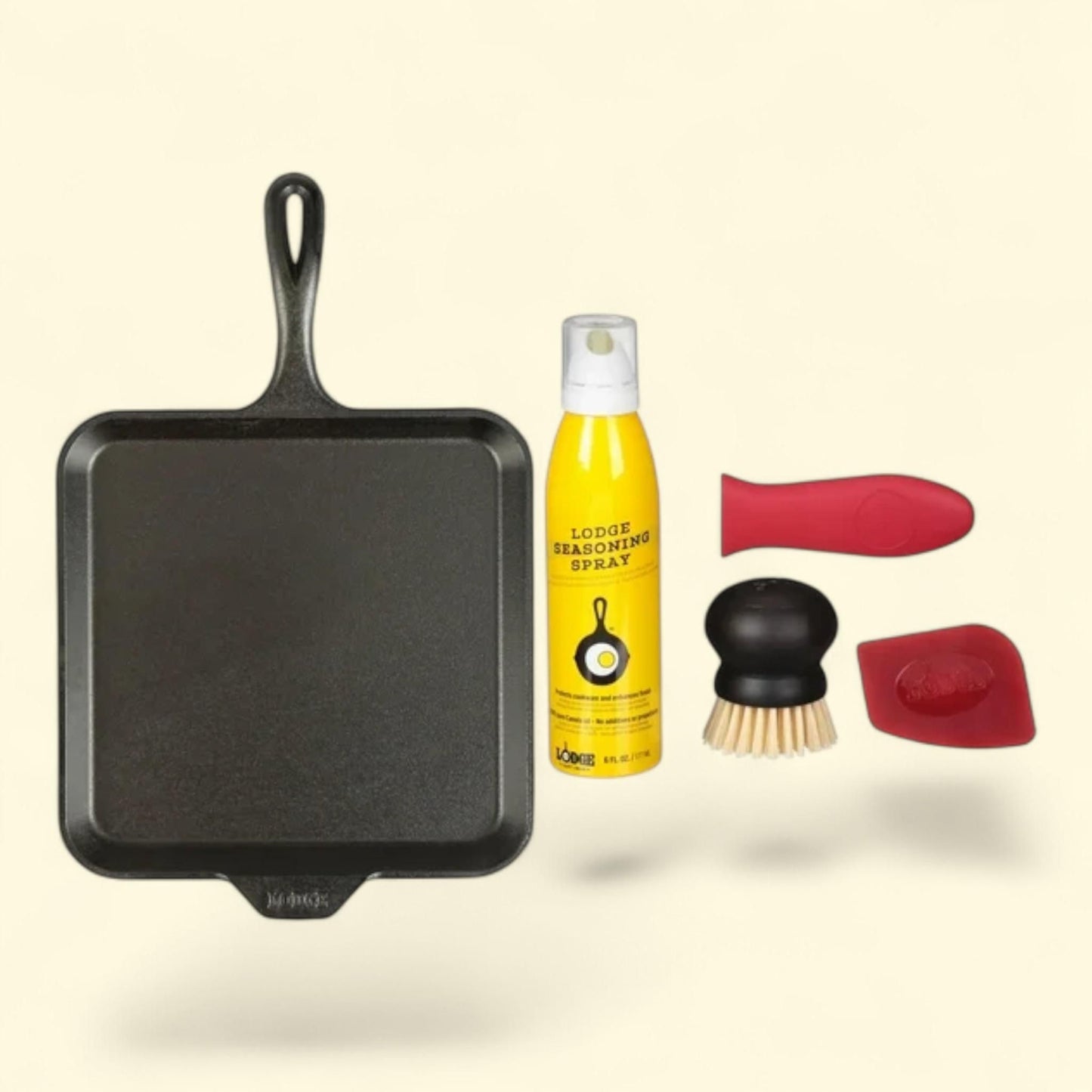 Lodge Cast Iron, 11" Square Savor the Outdoors Griddle + Seasoned C... — authentic US product shipped worldwide by Treatspree