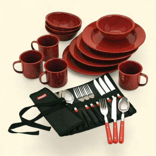 Coleman Enamel Dinnerware Set, 24-Piece