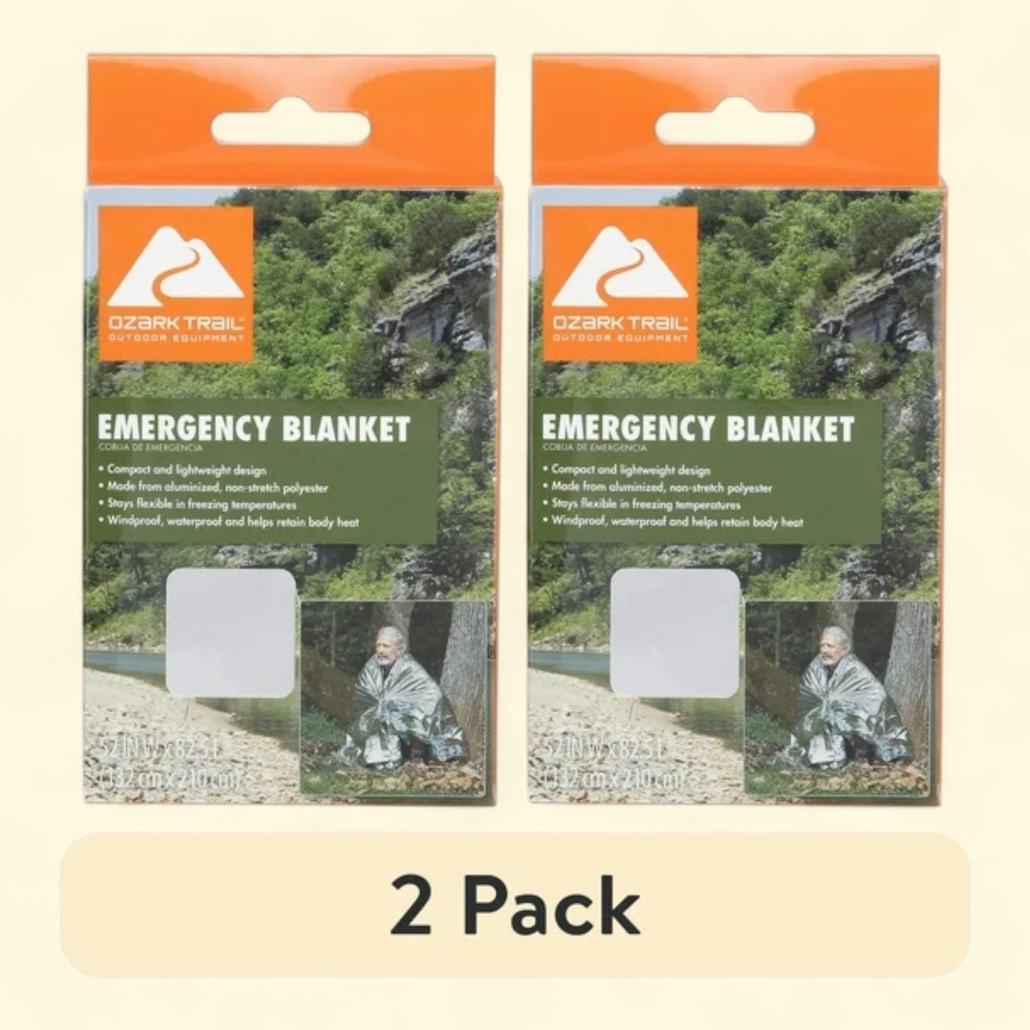 Ozark Trail Emergency Survival Blanket, 2 pack, 1.5 oz