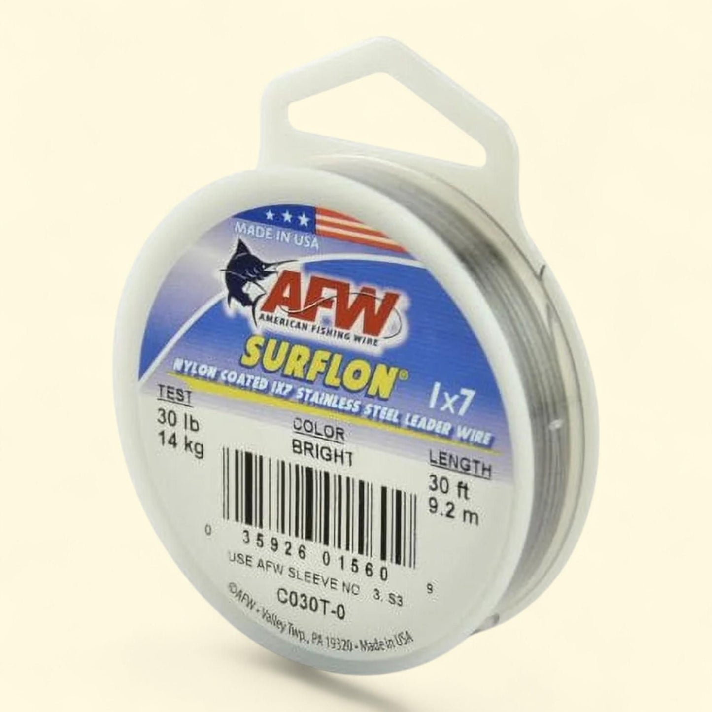 AFW Surflon Nylon Coated 1x7 Stainless Leader Wire Fishing Line, 30 lb Test