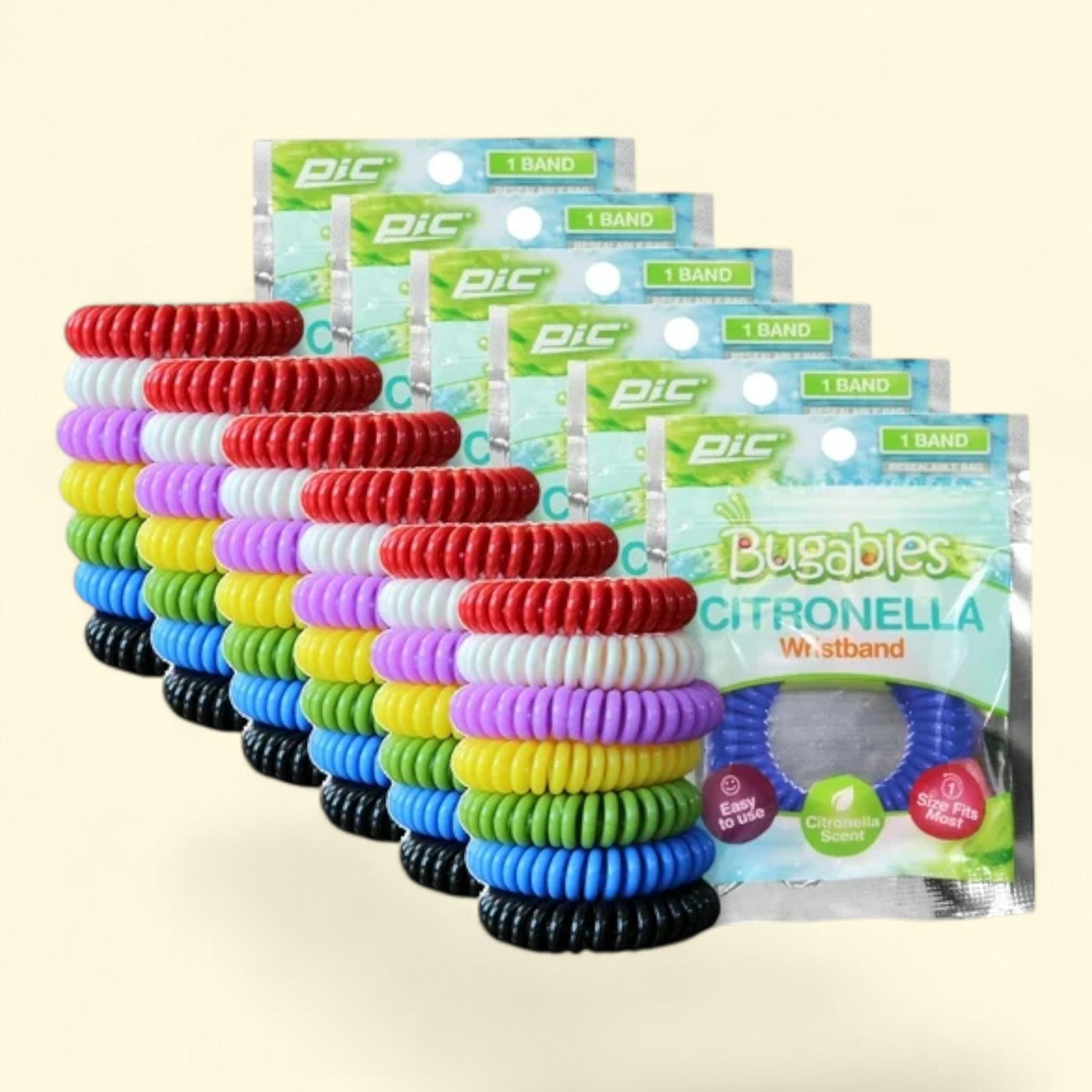 Pic Bugables Citronella Coils Wristband, One Size Fits All, 6 Pack