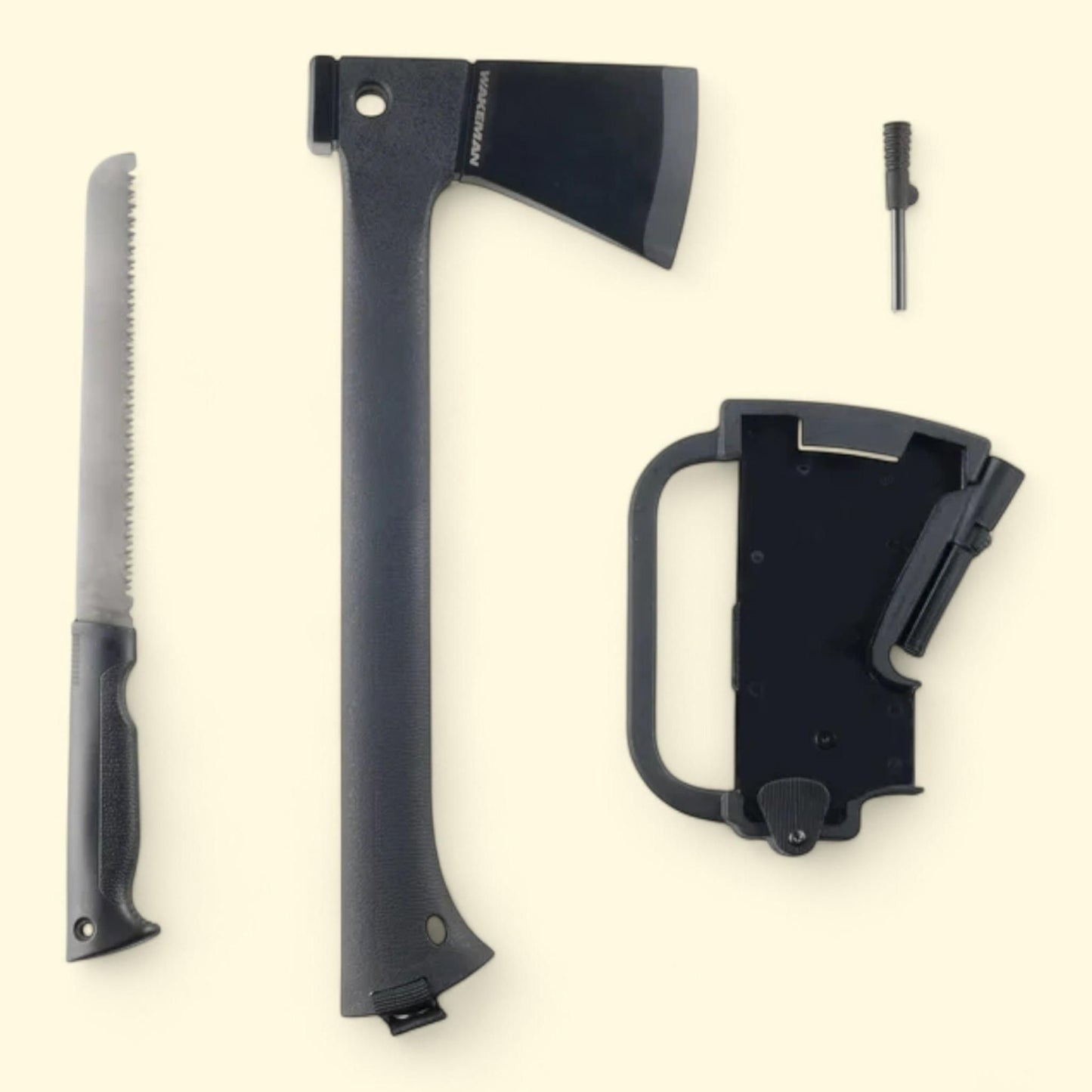 Wakeman Outdoors Camping Hand Axe and Accessories Combo, Lightweight Hatchet with Nested Serrated Wood Saw and Magnesium Fire Starter Tool, Size: N/A