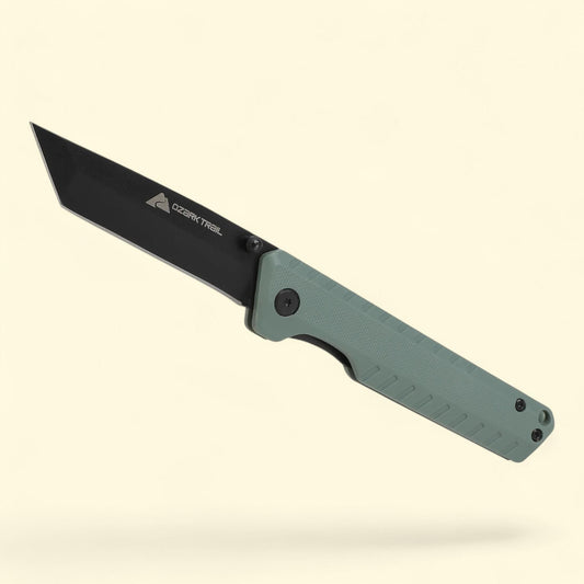 Ozark Trail Tanto Folding Knife, 7.5 in, 3.25 in Blade, Green