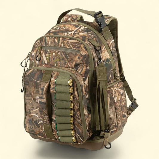 Allen Company Gear Fit Pursuit Punisher Camo Waterfowl Hunting Backpack, 12,20-Gauge and Bow Carry Bag, Realtree Max-5