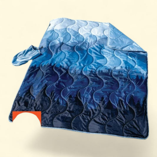 Ozark Trail Packable Blanket, 70" x 60" Blue Mountain Scene Design