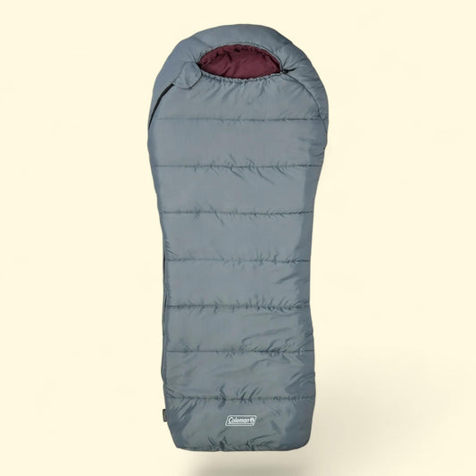 Coleman Tidelands Warm Weather Mummy Big and Tall Sleeping Bag, Gray, 50-Degree