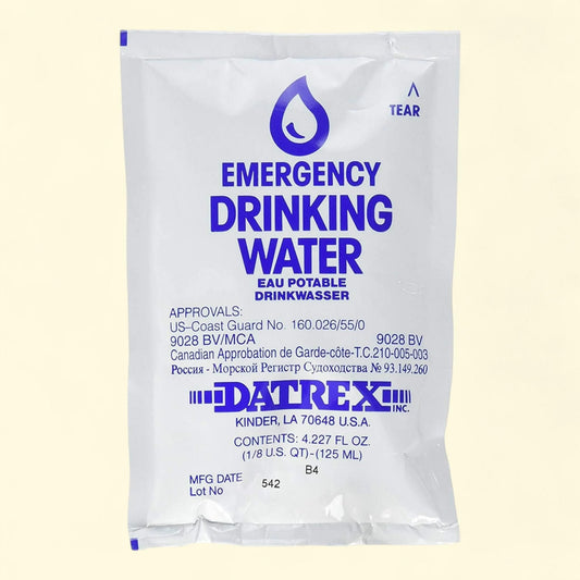 Datrex Emergency Survival Water Pouch, 125ml, 64 Pack
