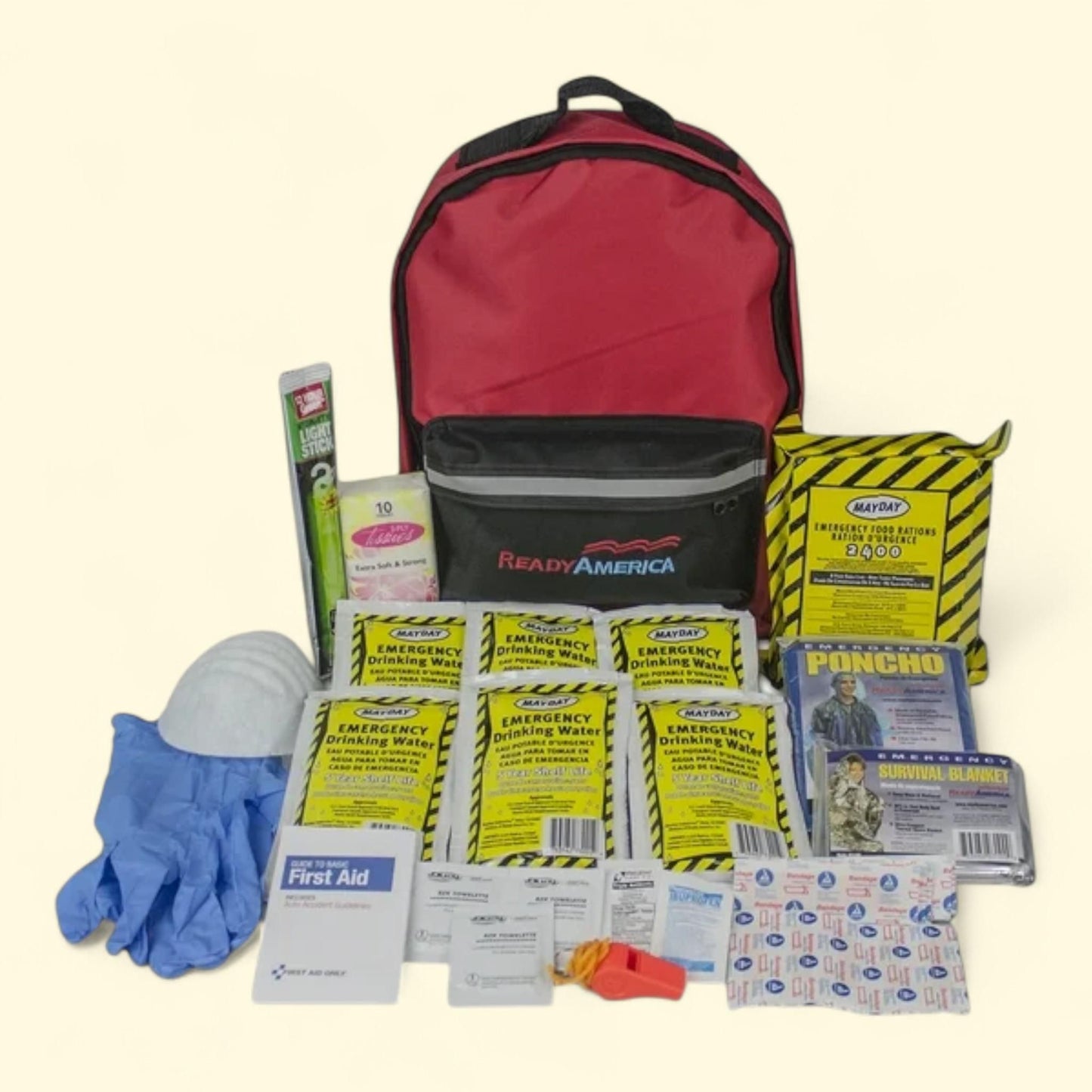 Ready America Emergency Backpack, 18 Pieces, 13 in. x 9 in. x 6 in. — authentic US product shipped worldwide by Treatspree