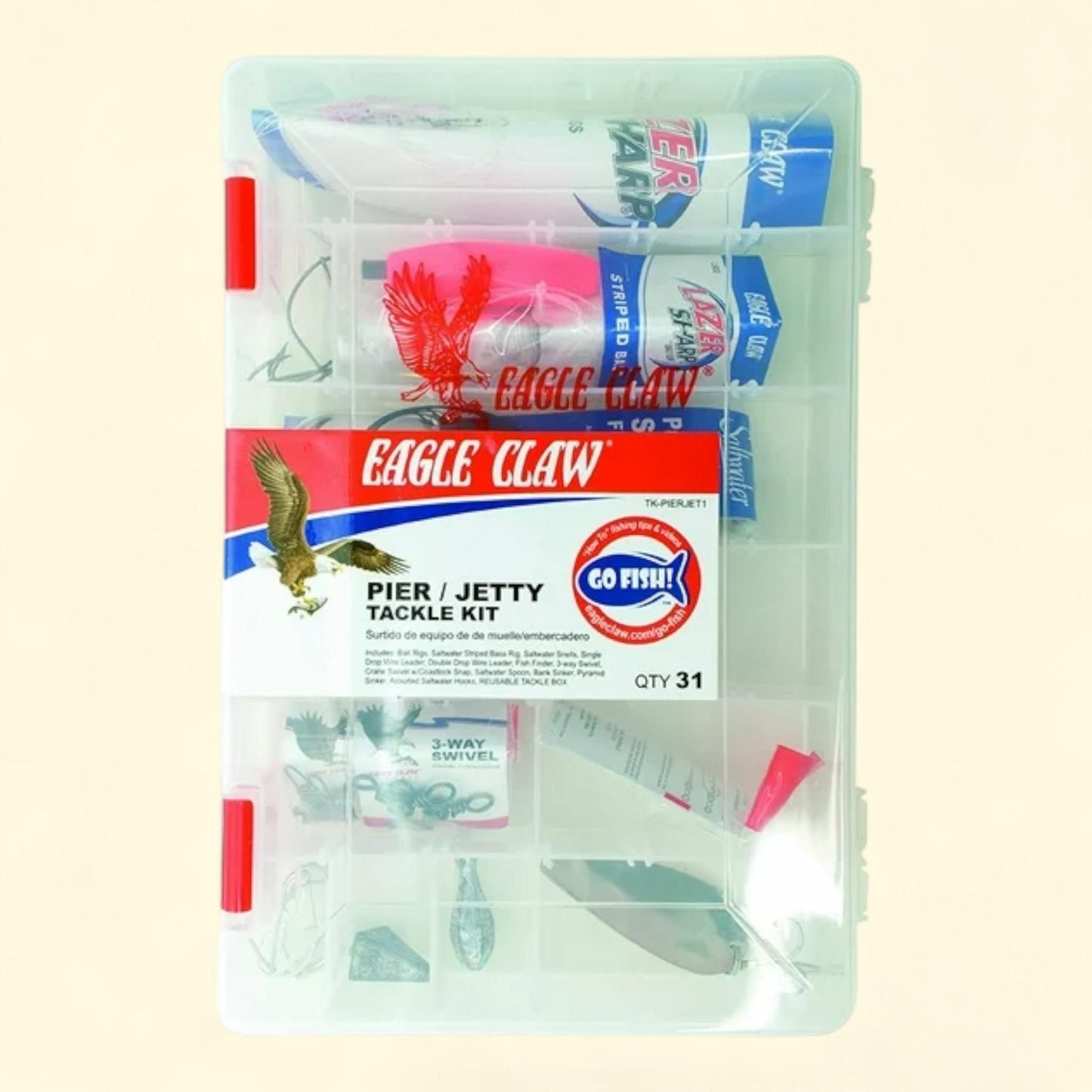 Eagle Claw Pier and Jetty Fishing Tackle Kit, Ready to Fish, Size