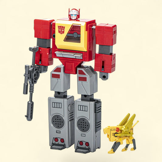 Transformers Toys Retro 40th Anniversary Autobot Blaster & Steeljaw Action Figures, 40th Anniversary