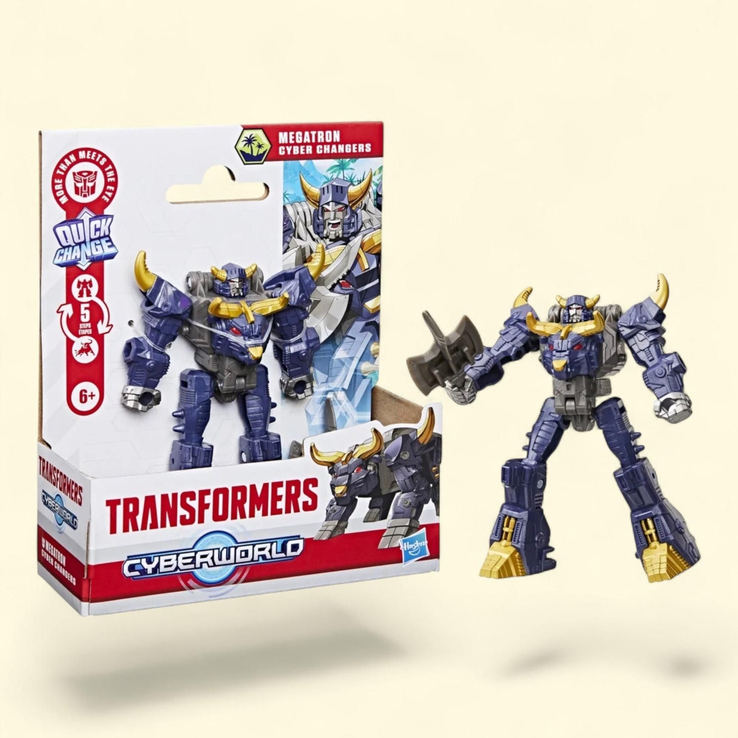 Transformers Toys CYBERWORLD Cyber Changers Megatron Action Figure, 6+
