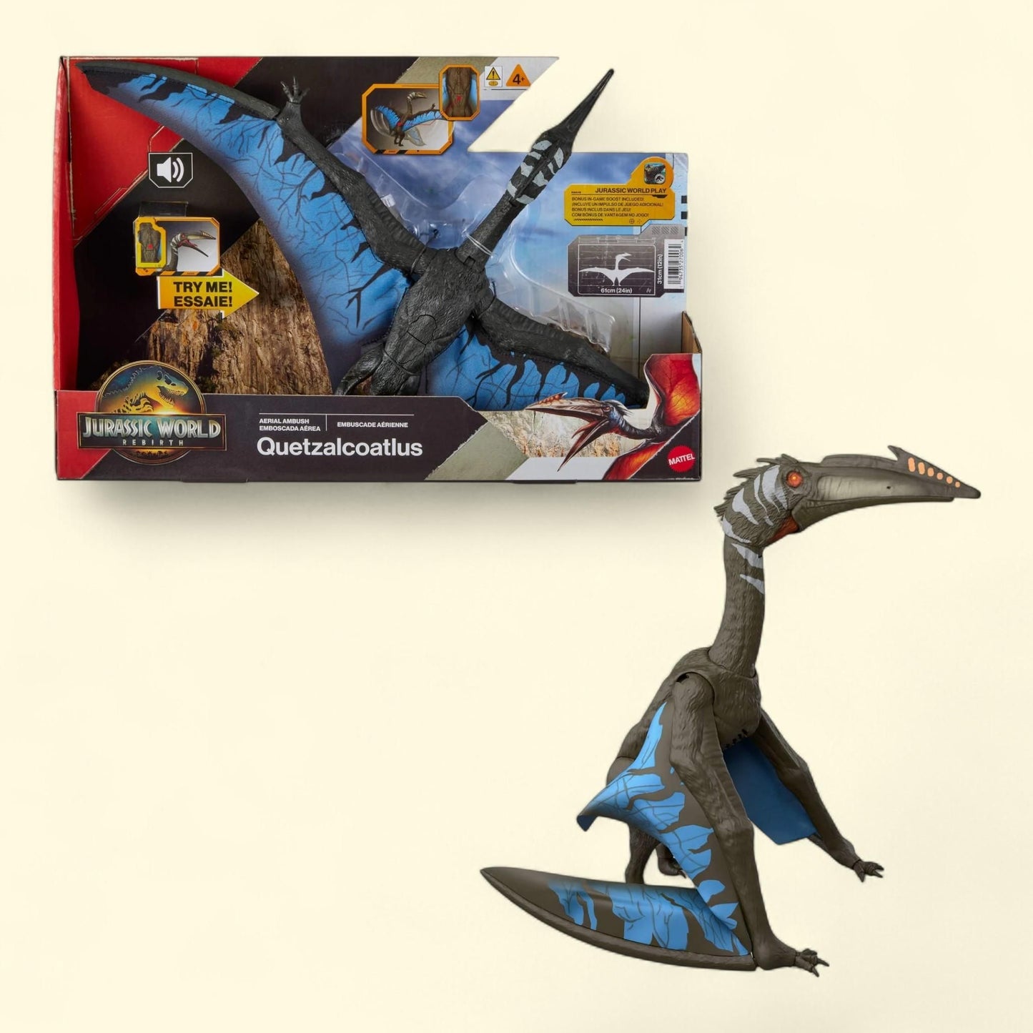 Figurine d'action Quetzalcoatlus « Jurassic World : La Renaissance », jouet représentant un dinosaure ailé, « Embuscade aérienne »