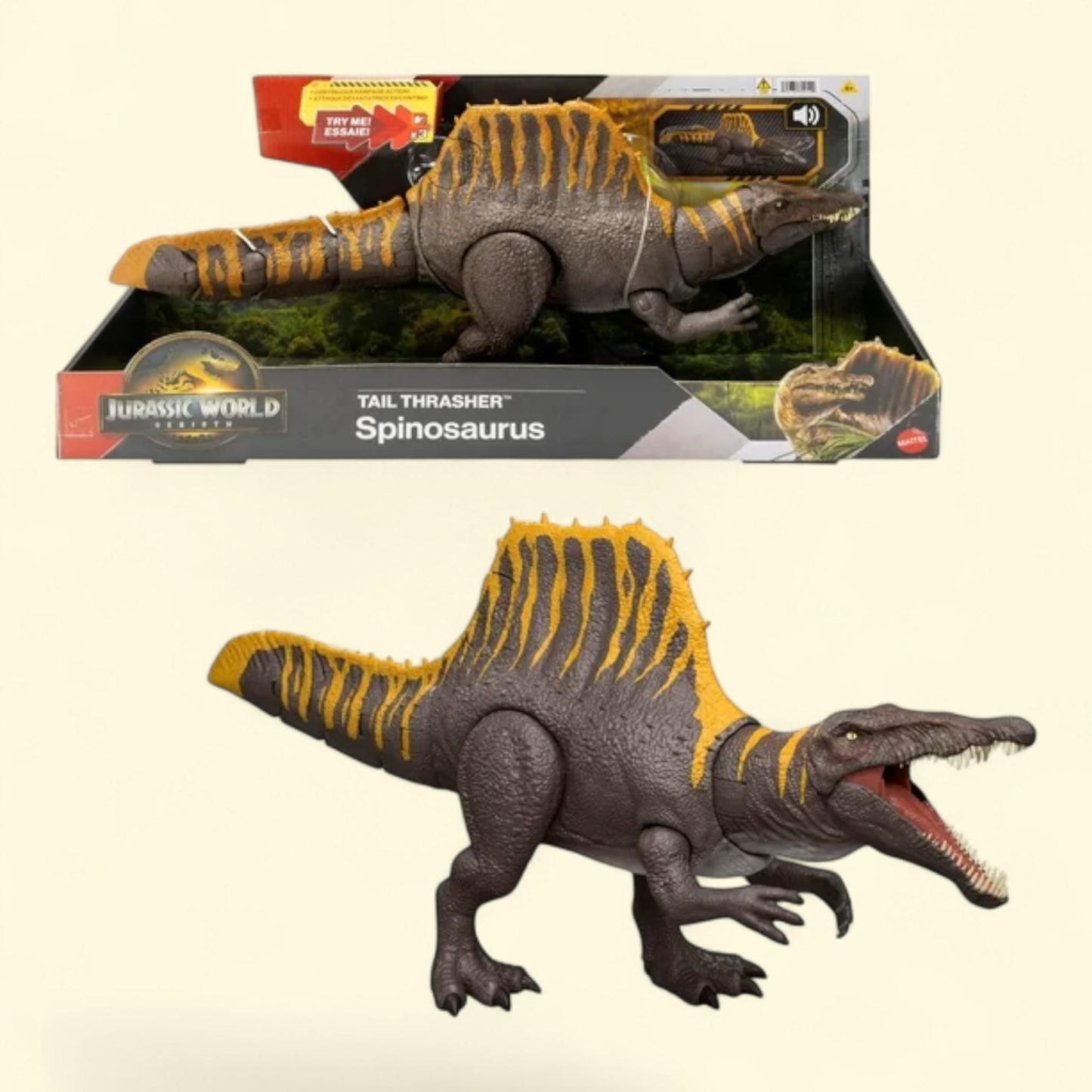Figurine articulée Spinosaurus « Tail Thrasher » de Jurassic World Rebirth, jouet dinosaure, à partir de 4 ans