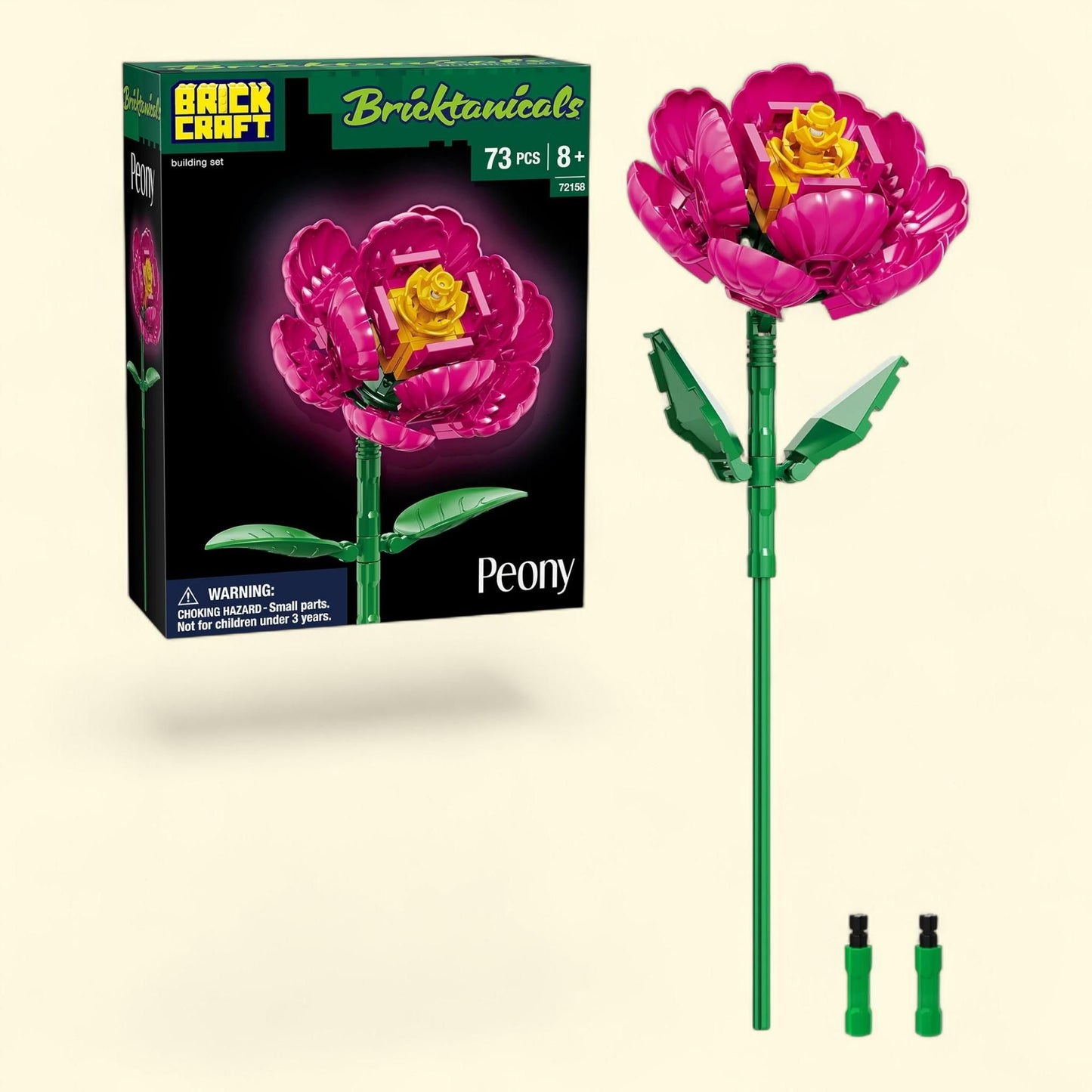 Brickcraft Bricktanicals Peony Building Kit, 73-Piece Set