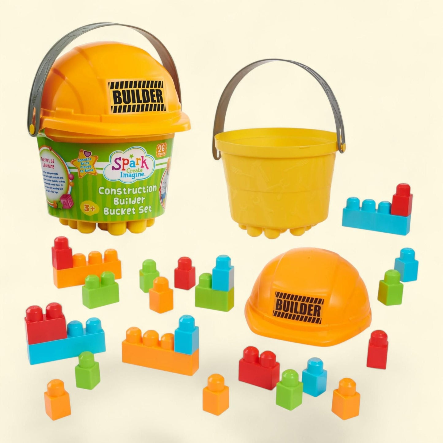 Spark Create Imagine Construction Builder Bucket, Kids Toys, Ages 3+