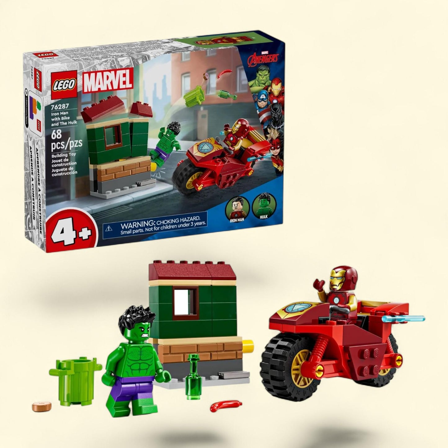 LEGO Marvel Iron Man with Bike and The Hulk Building Set, 76287