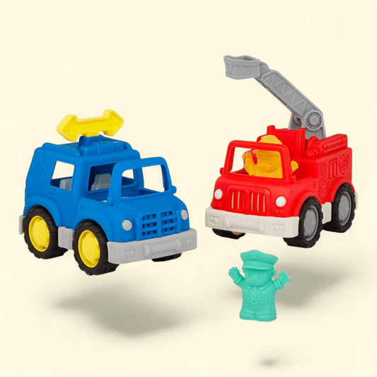 Battat Tough Truckies Fire Truck and Police Car, Baby and Toddler Toys