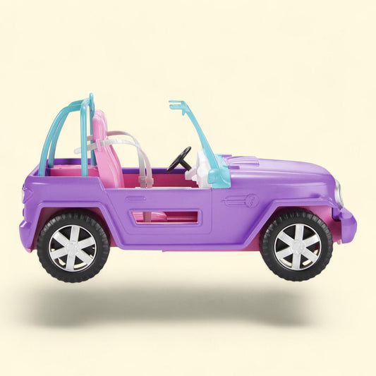 Barbie Off-Road Vehicle, Purple Toy Car, 2 Pink Seats, Rolling Wheels, Kids 3+