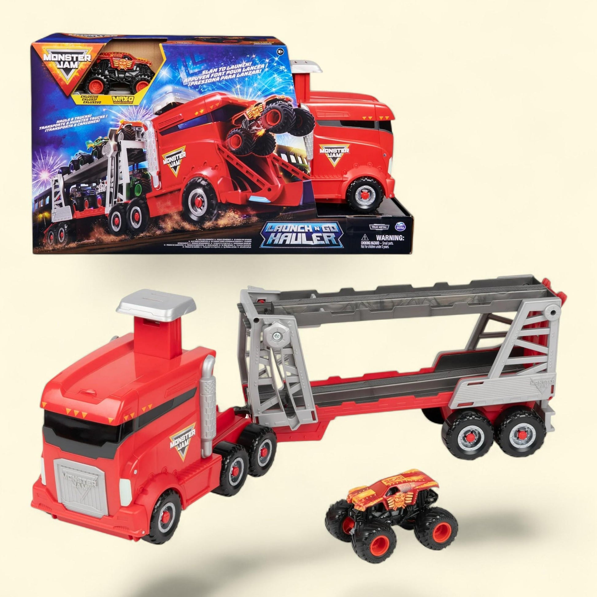 Monster Jam, 2-in-1 Launch N' Go Hauler Playset and Storage with Ex... — authentic US product shipped worldwide by Treatspree