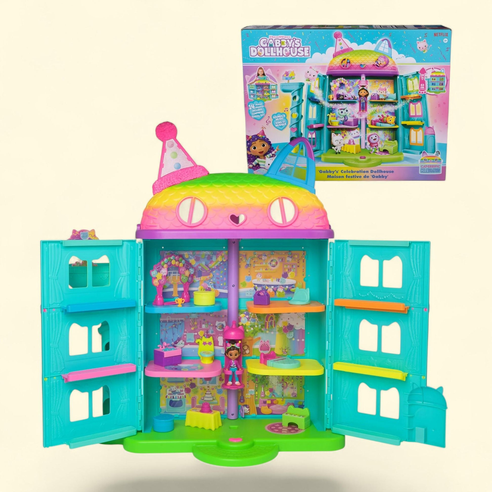 Gabby's Dollhouse, 25" Tall Celebration Dollhouse — authentic US product shipped worldwide by Treatspree