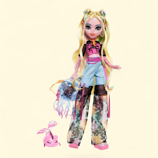 Monster High Lagoona Blue Fashion Doll with Pet Fish Neptuna, Mesh Tee, Cargo Pants and Accessories, Standard Size