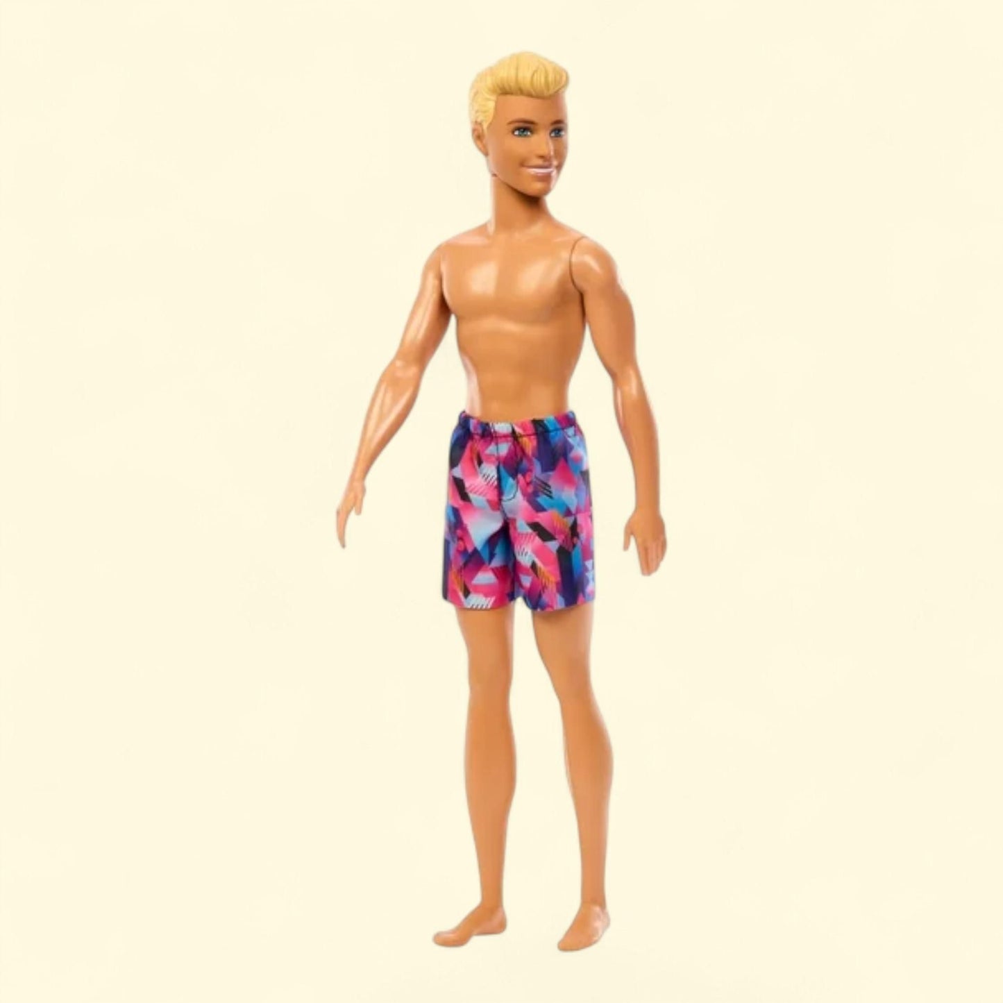 Barbie Beach Day Ken Doll, Blond Hair, Purple Patterned Swimsuit, 12.50 in