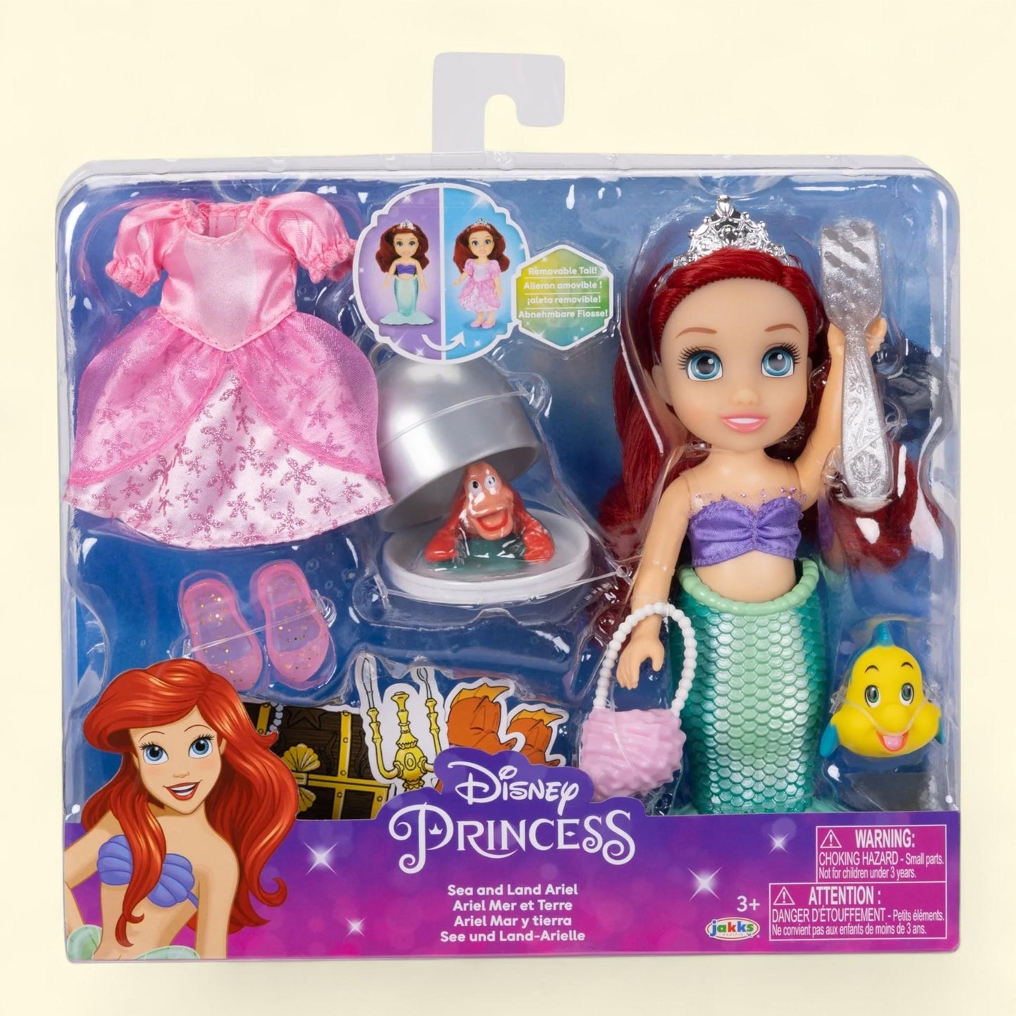 Disney Princess Ariel Petite Doll Set, Sea and Land, 7.50 in