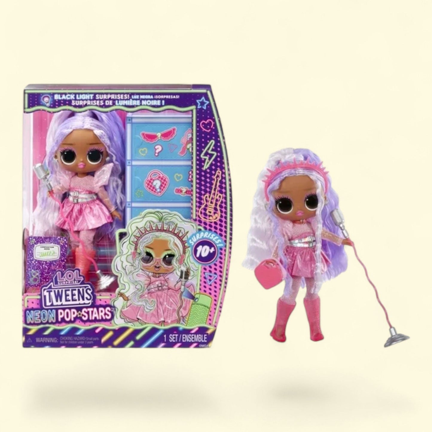 LOL Surprise Tweens Neon Pop Stars Kitty K Fashion Doll, 10"