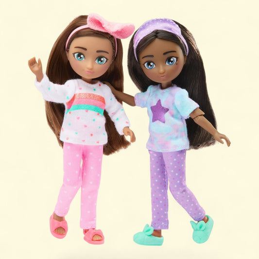 Hey Bestie Mia & Zoe, Slumber Party Set of 2 (5.5-inch) Bendable Dolls