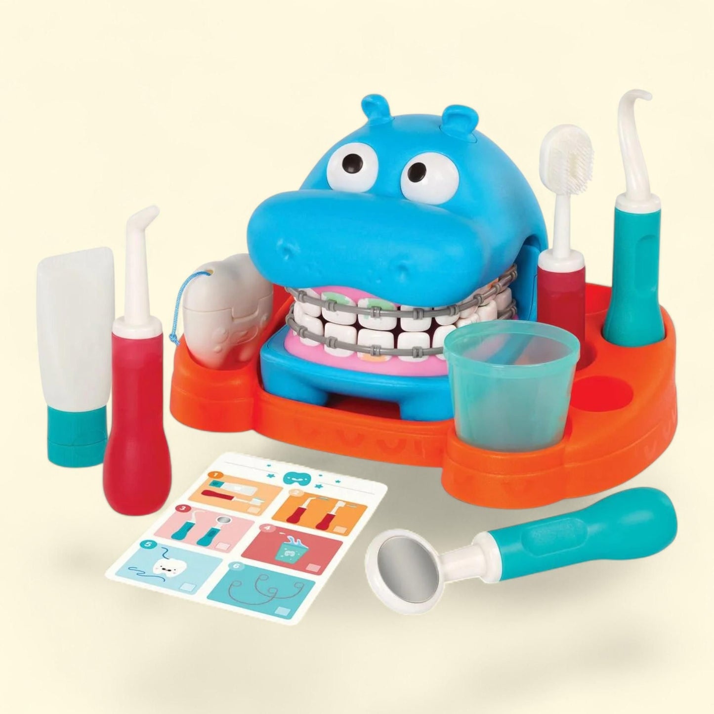 Battat Hippodontist Dentist Plastic Play Set, 14 Accessories, Toddler and Preschool Toys