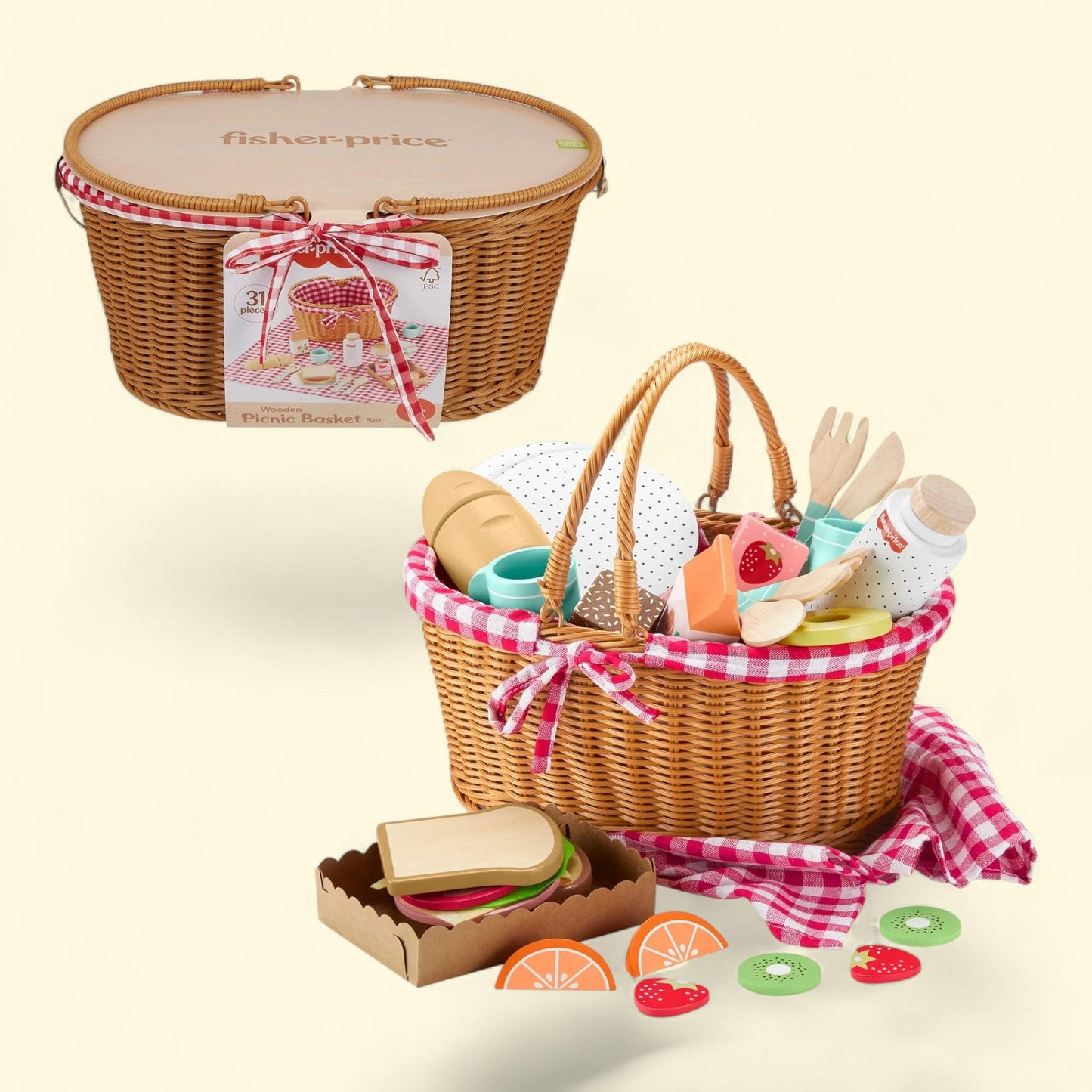 Fisher-Price Picnic Basket and Food Pretend Play Set, 31 Pieces — authentic US product shipped worldwide by Treatspree