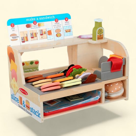 Melissa & Doug Wooden Slice & Stack Sandwich Counter, 56-Pieces