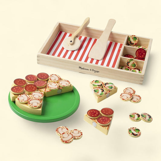 Melissa & Doug Pizza Party Play Food Set, 36 Toppings, Age 3+